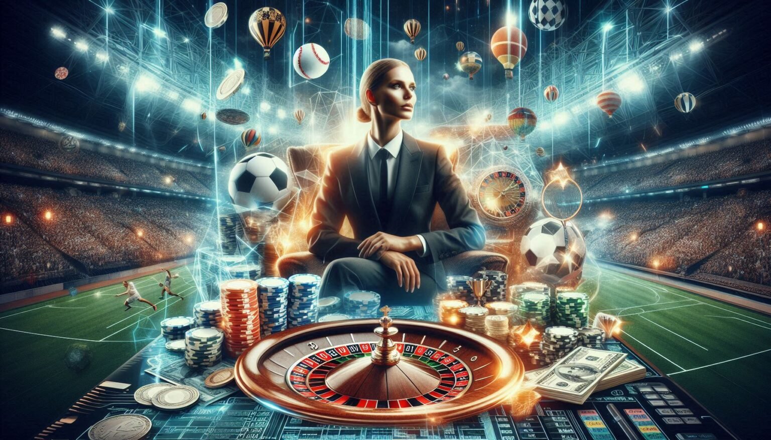 Stworz dynamiczna futurystyczna grafike nawiazujaco do promocji i bonuso. W centrum umiesc eleganck